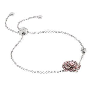 Coach Silver Rose Slider Bracelet‎ With Pink Crystal & Pearl Embellishments NWT
